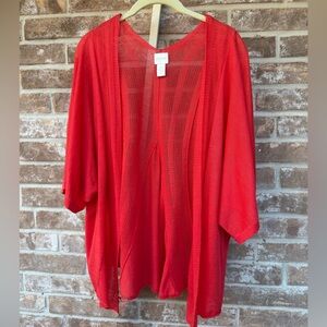 Chico's Orange-Red Lightweight Open Front Cardigan, Size 3/XL